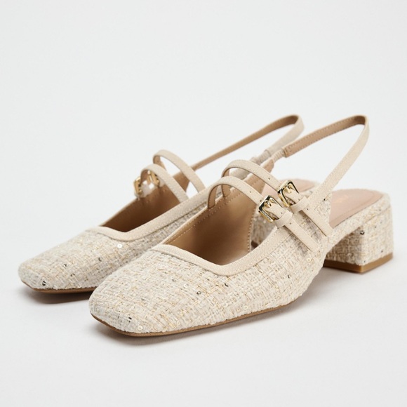 Zara NWT slingback double buckle shoes 1835/410 - Picture 1 of 8
